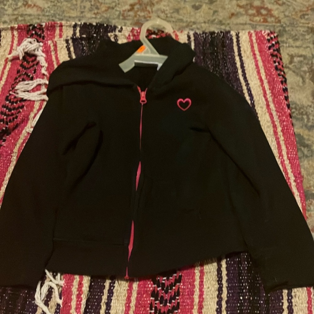 Kids Black Hoodie with Heart Detail